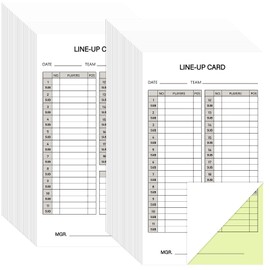 Geyee Baseball Softball Lineup Cards 4.25 x 7.48 Inch Lineup Sheet Games with Player Roster Baseball Scorebook Baseball Coaching Accessories for Coaches Umpires, 4 Part Carbonless Copies (100 Sets)