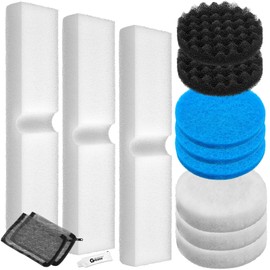 Threlaco 14 Pcs Filter Media Replacement Set Compatible with Fx2 Fx4 Fx5 Fx6, Including Fish Tank Filter Mesh Bags, Quick Clear/Water Polishing Pads, Foam Pads, Silicone Lube