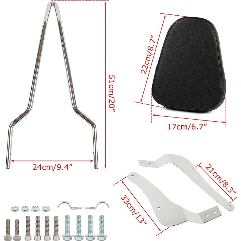 Motorcycle Rear Seat Backrest Sissy Bar Back Rest Compatible For