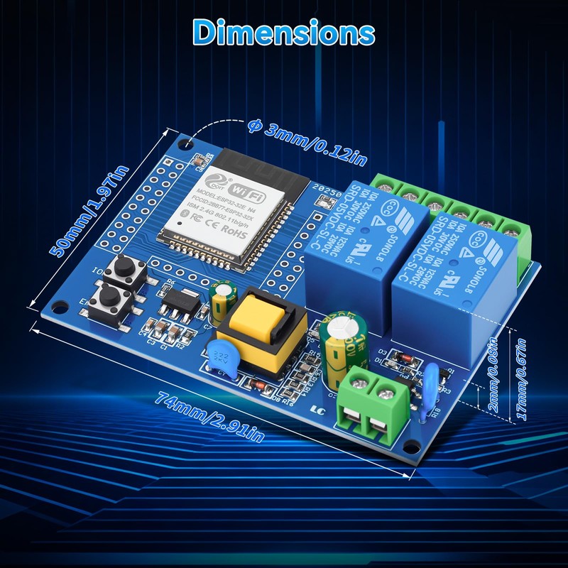 ESP32 Relay Board 2 Channel 5V Relay Module with WiFi