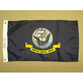 U.S. Navy Indoor Outdoor Dyed Nylon Boat Wall Flag Grommets 12" X 18"