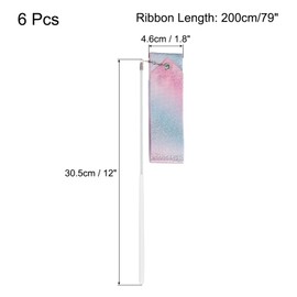 sourcing map 6 Pcs Sparkling Dance Ribbon Flash Gymnastics Ribbon Streamers 6.6Ft Shining Silk Dance Ribbon Wand for Dance Streamers White Twirling Ribbon