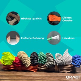 Okaei Rubber Cord 2 mm x 5 m – High-Quality Rubber Cord in Neon Yellow, Flexible Elastic Band/Hat Elastic/Round Elastic – Ideal for DIY Projects and Crafts