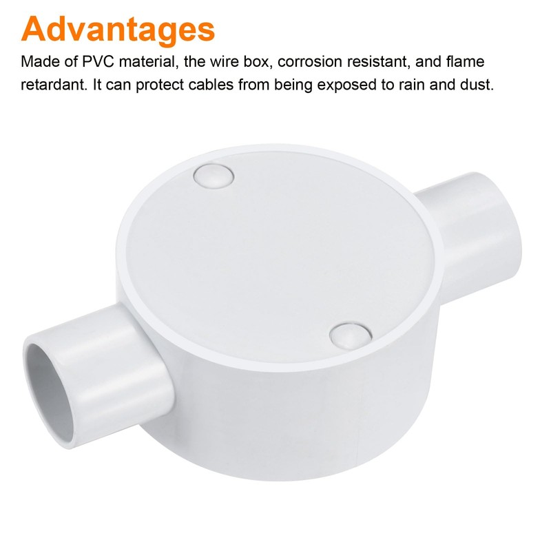 sourcing map 5Pcs PVC Conduit Box Junction Box 2 Way