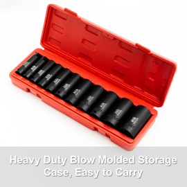 WIILDIS 11 Pieces 3/8-Inch Drive Deep Impact Socket Set, 5/16 to 1 inch, CR-V, SAE, 6 Point, Deep, 11 Pieces 3/8" Dr. Socket