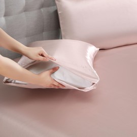 Beatrice Home Fashions 100% Luxury Satin Polyester Sheet Set, King, Blush