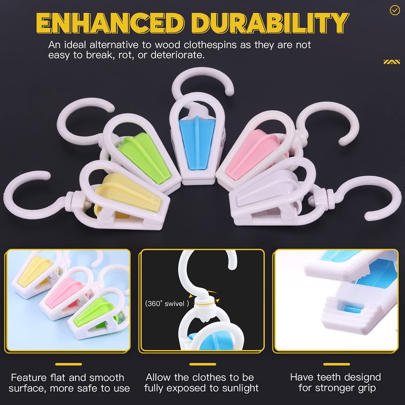 Mardatt 20Pcs Multi Purposes Laundry Hanging Hooks Clips Set Include