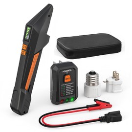 Focemta Circuit Breaker Finder and GFCI Outlet Tester - Digital Receiver with Color Screen & NCV Detection for Home Electrical Safety Including Carrying Case and Adapters 90-135V AC Circuits - FTCT02