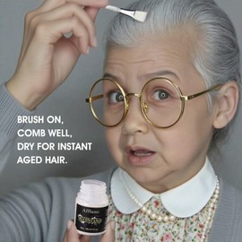 Temporary White Hair Color, Washable Makeup White Hair Dye | Realistic & Safe, Perfect for Santa Beard, Eyebrows, Whitener Hair Paint for Halloween Cosplay, Theatre, Film, Party, Easy to Apply (1 oz)