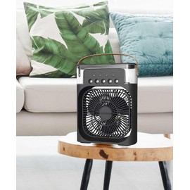 Relaxus Super Fan 2-in-1 Cooling Fan and Humidifier, 7 Colour Lights, 1-3 Hour Timer, 3 Fan Speeds, 3 Humidifier Intensities, Circulates Cold Air & Humidifies, USB Plug, Black/White