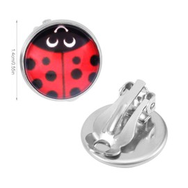 Ladybug Clip on Earrings, Stylish Round Black Spot Red Studs Ladybug Earrings Studs Jewelry Gifts for Women (Style B)