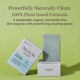 ARENCIA Organic Natural Dish Soap Bar – Non-Toxic, Vegan, Eco Kitchen Bar, Sustainable, Zero Waste, Plant-Based, Free of Fragrance, Cuts Through Grime, Camping, Oatmeal Dish Soap