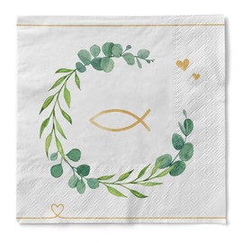 Sovie HORECA Napkin | Tissue Napkins 33 x 33 cm | Absorbent Disposable Napkins | Ideal for Wedding & Communion | Pack of 100 | Eucalyptus (Fish)