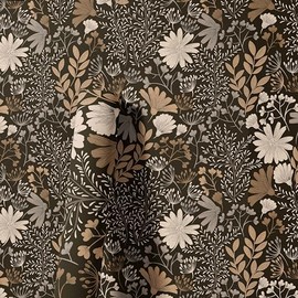 Vintage Contact Paper Boho Wallpaper Leaf Peel and Stick Brown&Black White Floral Wallpaper 17.7in x 118.1in Waterproof Self Adhesive Botanical Wall Paper for Bedroom Cabinet Decor