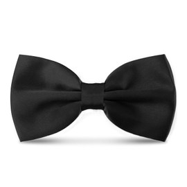 SURVODJA Men Bow Tie Adjustable Length Wedding Male Fashion Boys Satin Black Bow tie one size Black1