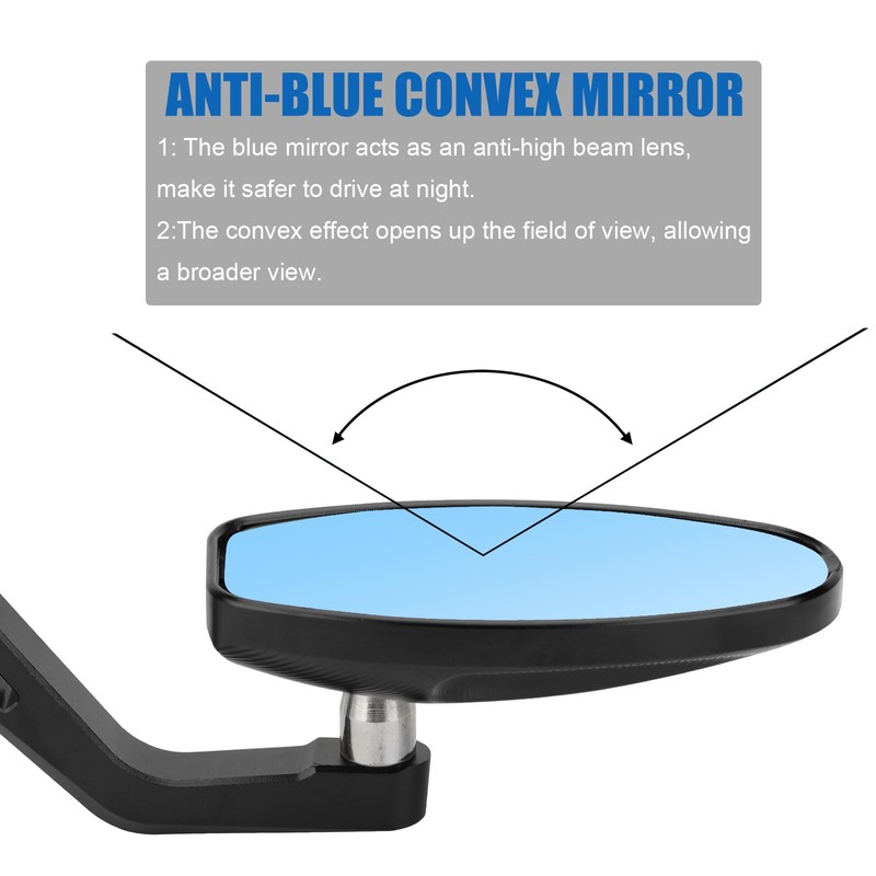 LKV Bar End Convex Mirrors Handlebar Anti-blue Rear View 360