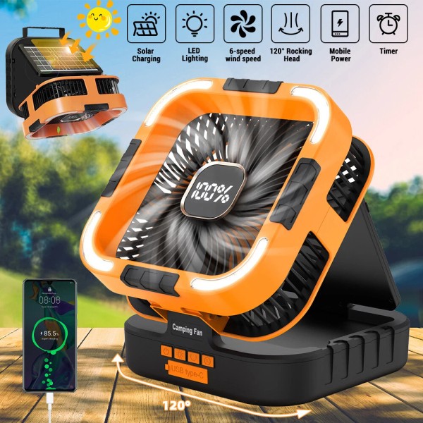 KEPEAK Desk/Camping Fan with LED Lantern 6 Speeds 10000mAh Battery