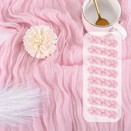 8 Pack 10Ft Cheesecloth Table Runner Light Pink, 20 x 120 Inch Rustic Gauze Boho Cheese Cloth Table Runners Wedding Long Table Runner for Wedding Party Bridal Shower Table Decoration