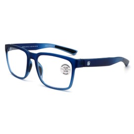 V.W.E. Men Progressive Reading Glasses No Line Clear on Top Bifocals Reader - Rectangular Matte Sport (Matte Blue, 4.00, x)