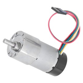 Encoder Metal Gearmotor, High Torsion Speed Reduction Gear Motor, DC12V, with Magnetic Encoder and Protective Cover, for Industrial Drive Device (500RPM)