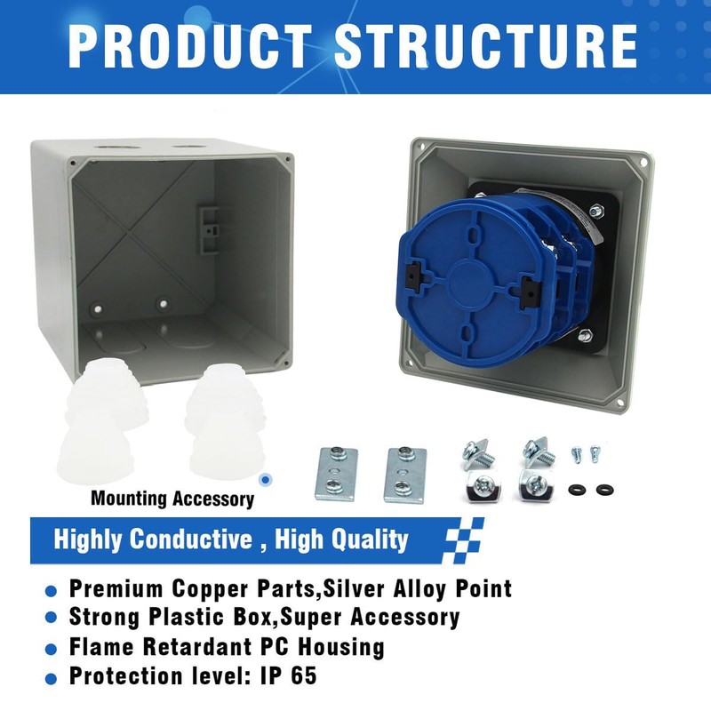 Keymoo 125A Rotary Changeover Switch with Master Switch Exterior Box,