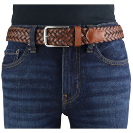 BELTINGER Braided Leather Belt 3.5 cm Braided Leather Belt for Men and Women 35 mm Braided Belt with Silver Clasp, Navy White
