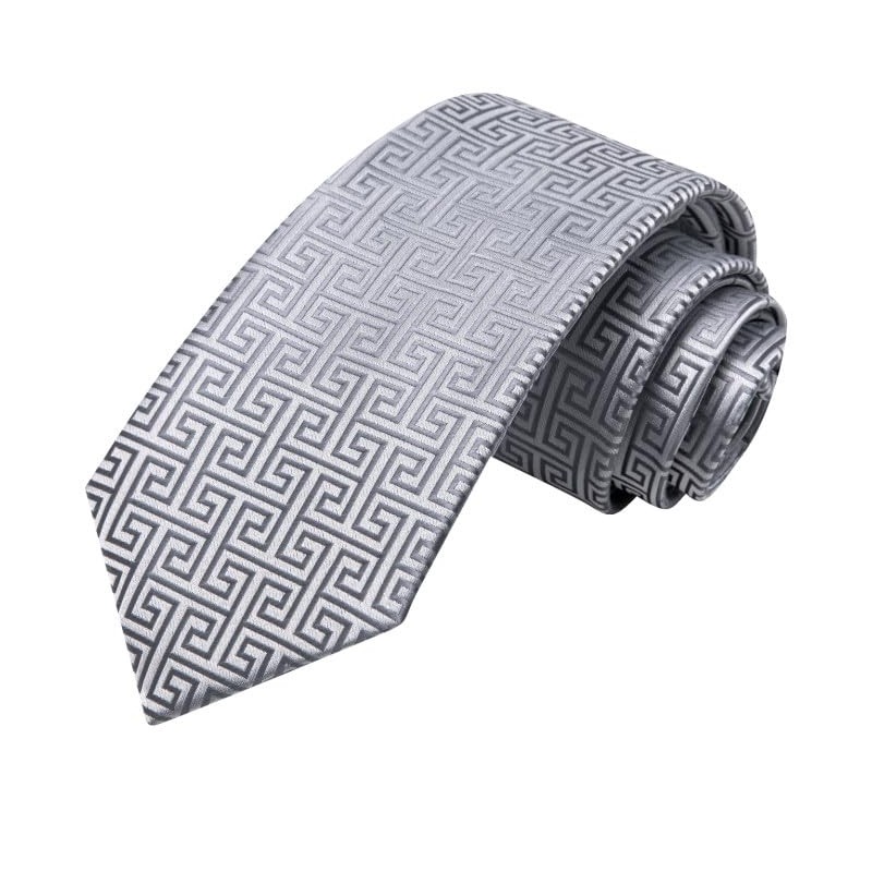 Hi-Tie Mens Tie Lapel Pin Set Pocket Square Cufflinks Woven