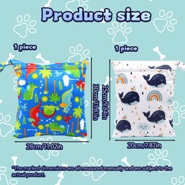 KSVFTB 2 Pack Waterproof Wet Dry Bags – Reusable Nappy Bags for Baby Essentials, Travel & Gym – Double Zipper Pockets with Hook for Easy Hanging