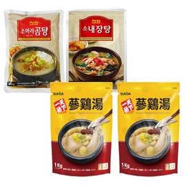 Korean Retort Set of 4 (2) "Tenka Ippin Sangyu Hot Water 2.2 lbs (1 kg) x 2 + Shinhan Beef Nejantan 2 Pieces + Shinhan Somori Komtan 1 Piece + Somori Komtan 1 Piece