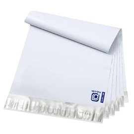 POLYSELLS 100 pcs 14.5x19 Inches White x Silver Poly Mailers Shipping Envelopes, Strong Adhesive Sealing, Waterproof, and Tear-resistant Postal Mailing Bags for Clothing, Books, and Accessories