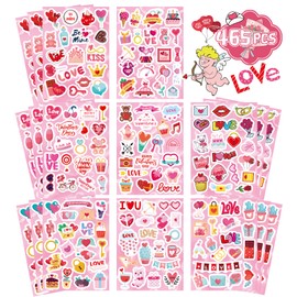 465PCS Valentine Stickers - Valentines Stickers for Kids Love Stickers Kawaii Heart Stickers Valentine's Day Theme Stickers Party Favors Gifts Decorations Supplies