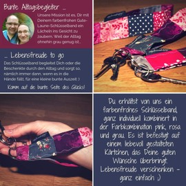 Lieblingsmanufaktur Colourful Keyring | Gift Best Friend | Thank You for Everything | That There Is You | Colourful Birthday Gift for Your Best Friend, Pink-pink-grey