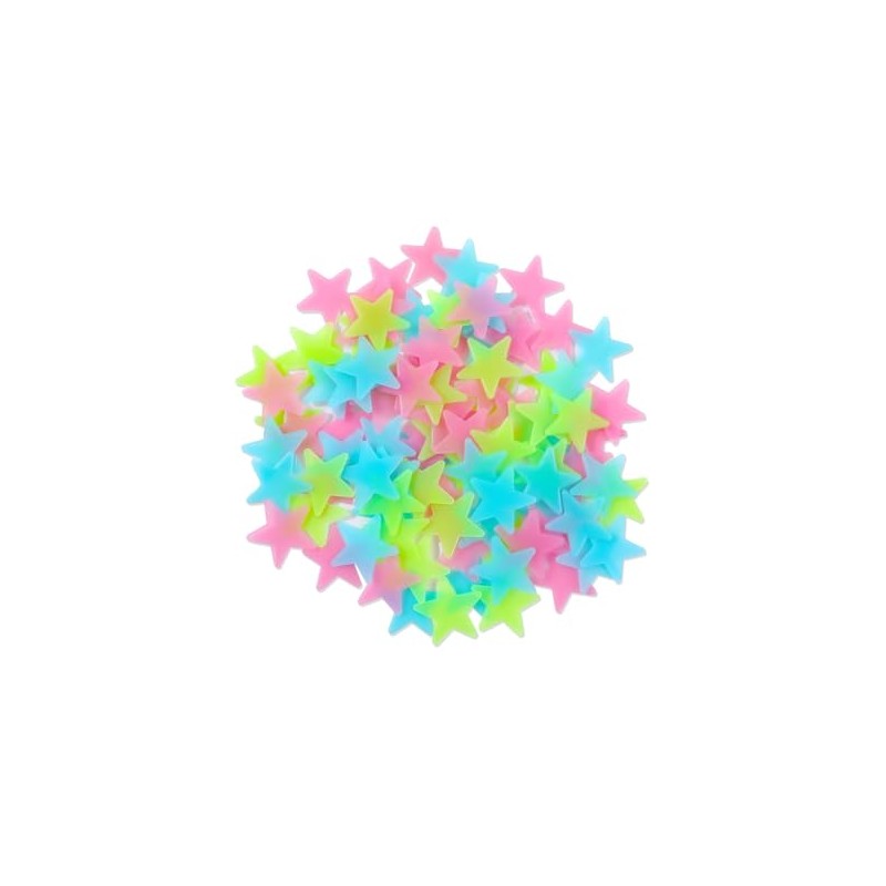 Glow in The Dark Stars with Stickers, 100 Pack, 3D
