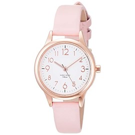 Fieldwork ST257p-3 Waterproof Jubia Analog Leather Strap Women's Wrist Watch, Pink, Pink