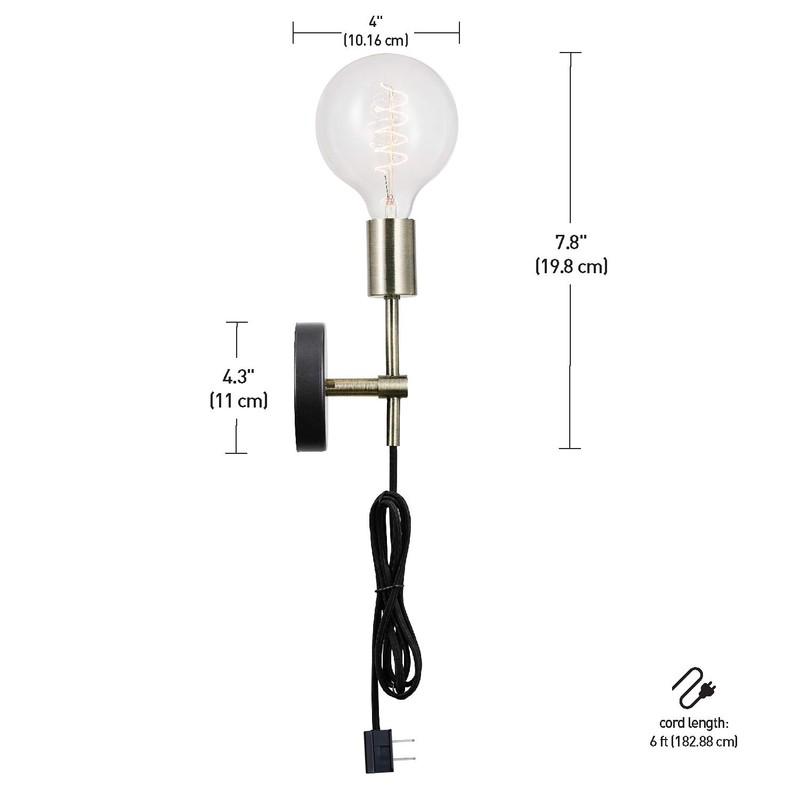 GLOBE Electric Owen 1-Light Plug-in or Hardwire Wall Sconce, Antique
