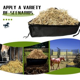 ZR ZHENGRONG Horse Corner Feeder Construct,Large Capacity Hay Bag for Horse,GoatsDeep Corner Hay Bag, for Horse Trailer Stall,Black