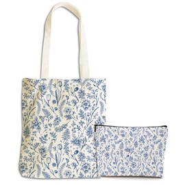 Aesthetic Flower Gardening Gifts Plant Lover Gifts for Women Bestie Doctor Nurse Canvas Tote Bag with Makeup Bag Grocery Bags for Beach Shopping Travel Accessories Christmas Birthtday Thanksgiving