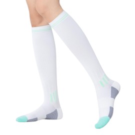 OrbiflexY Women Daily Training Knee High Socks for Yoga Running Cycling Cushioned Socks With Thickened Sock Bottom (White)