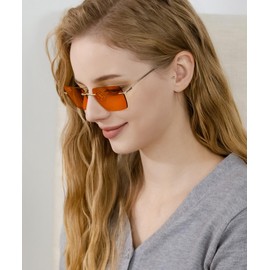 ANYLUV Rimless Blue Light Blocking Glasses Men Women, Lightweight Computer Reading Glasses, Anti Eyestrain Gaming Glasses