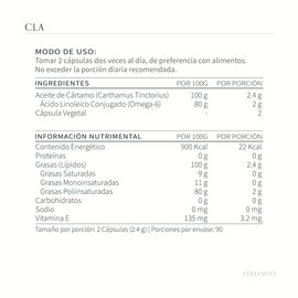 CLA de OXOMIO - Lean (Ácido Linoleico Conjugado en Cápsulas Eco-Refill 180 Cápsulas - Omega 6, Vegano, Orgánico
