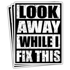 SUNHADO (3 Pcs) Look Away While I Fix This Sticker Funny Hard Hat Sticker for Men Construction Worker Stickers Blue Collar Stickers Mechanic Tradesmen Gifts Decorations Laptop Bottle Window Car 3"x4"