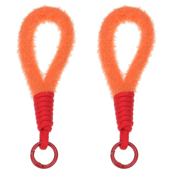 PATIKIL Macrame Keychain Wristlet, 2Pcs Plush Keychain Bracelet Cute Wristlet
