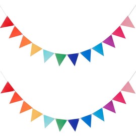 GHPKOTW Wimpelkette Outdoor,2 Stück 24 Flaggen Vintage Garden Wetterfest Regenbogen Girlande Deko für Hochzeit Geburtstag Party Zuhause Festival Dekoration