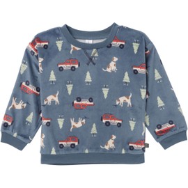 Modern Moments by Gerber Baby Boys' Bunny Fleece 2-Piece Sweater & Pant Pajama Set, Dark Blue Camp, 2T