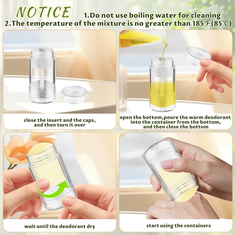 24 Pack 40ml/1.3oz Empty Deodorant Containers Twist-Up Refillable Deodorant Tubes