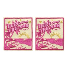 Here Comes The Sun Patch, 3" x 2.6", Embroidered Iron-On for Hats, Bags, Jackets