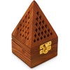 Traditional Handmade Wooden Incense Cone Burner | 4-Inch Temple Style