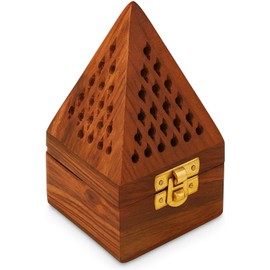 Traditional Handmade Wooden Incense Cone Burner | 4-Inch Temple Style Incense Stick Holder & Ash Catcher | Wooden Charcoal/Cone Dhoop Burner for Aromatherapy, Meditation & Yoga