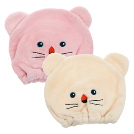 TOVINANNA 2pcs Cartoon Hair Drying Towel for Women and Boys and Girls Super Absorbent Coral Fleece Wrap Reduces Frizz and Breakage Safe and Skin-Friendly for Quick Drying After Bath