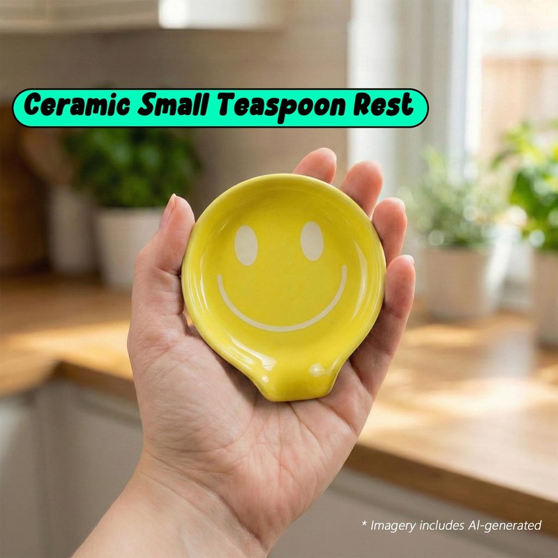 Molybdix Coffee Spoon Rest, Smiley Face Ceramic Spoon Holder For